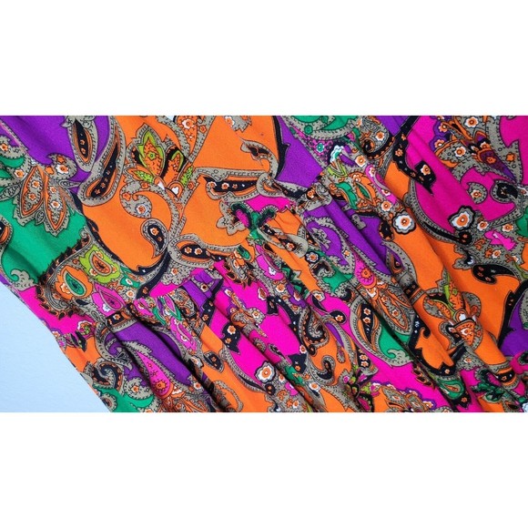 Vintage 1970's‎ Neon Paisley Knee Length Skirt Size Large Hippie Boho Festival - Picture 8 of 11